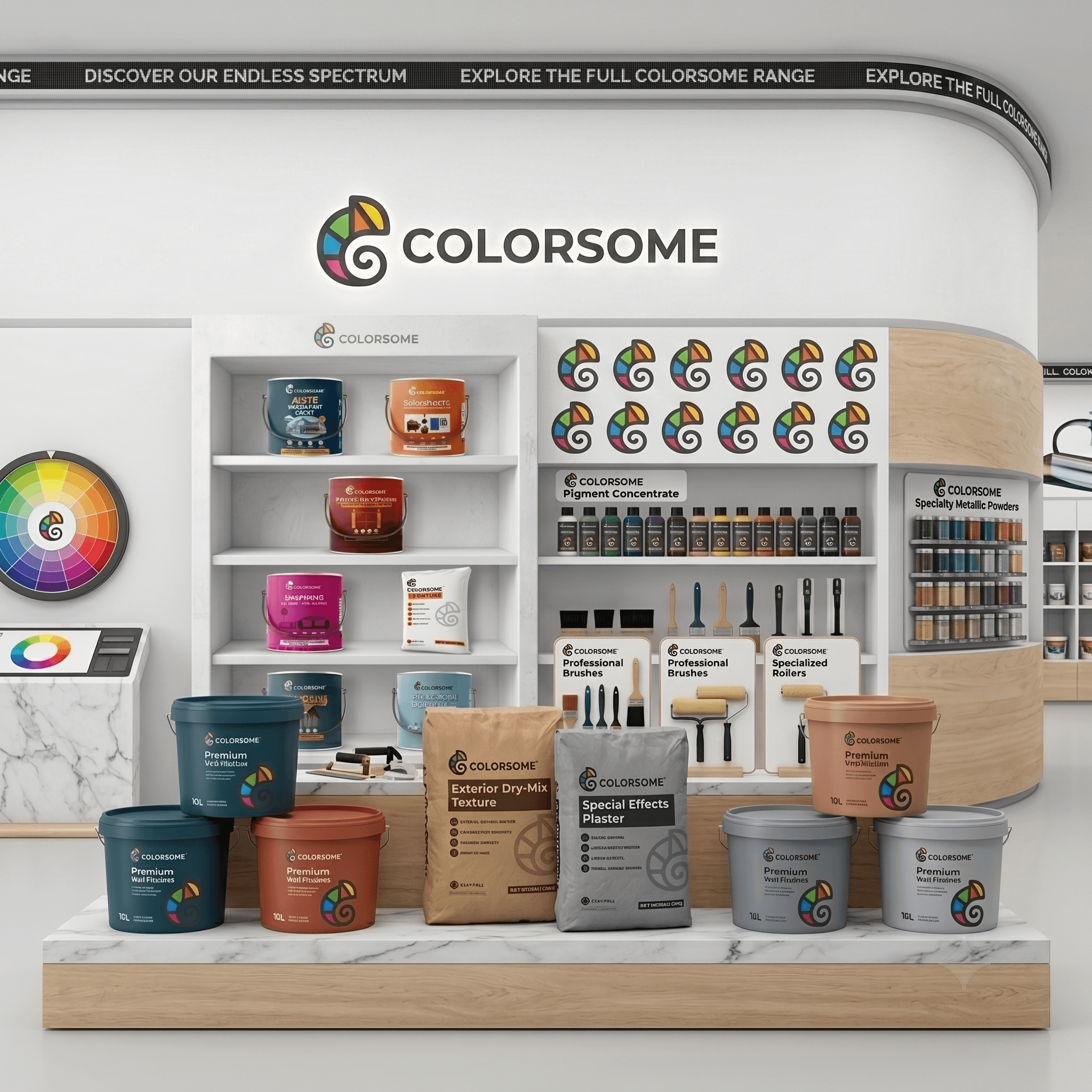 Colorsome complete architectural product line showroom installation display